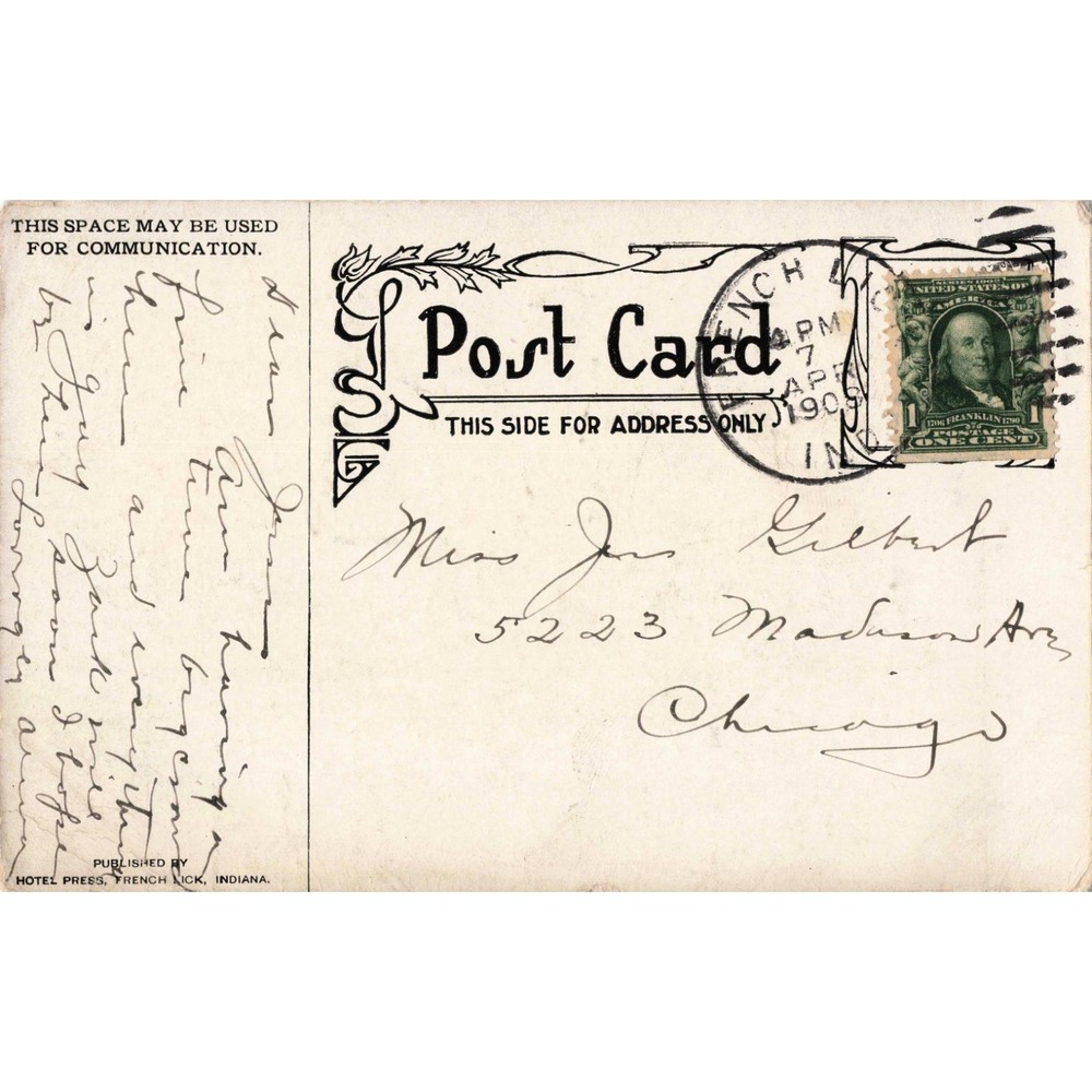 1909 Drinking from Pluto Spring French Lick Indiana Antique Postcard VG - Picture 2 of 2
